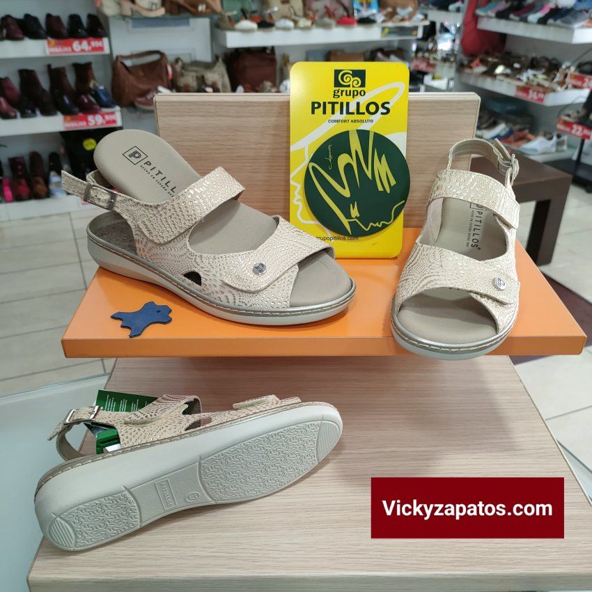 Sandalia de Piel con Plantilla Extraíble PITILLOS 5580 Anchas Especiales