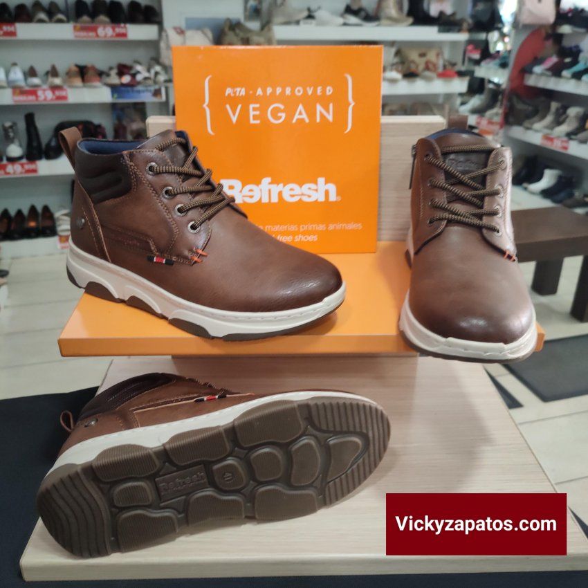 Botín Casual Vegano con Cordón y Cremallera Nueva Temporada Otoño 23 REFRESH 17097