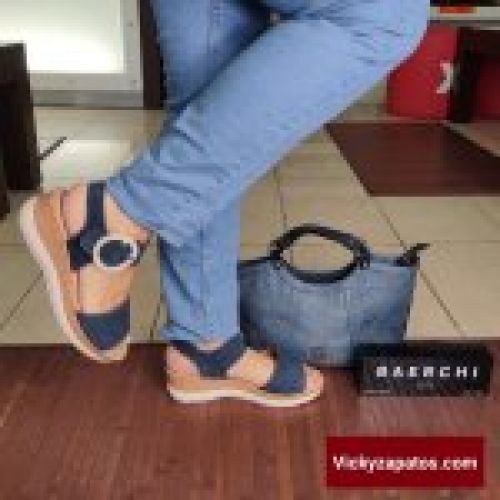 Sandalia de Piel con Velcro Ajustable BAERCHI WOMAN 40200 Hecho en España