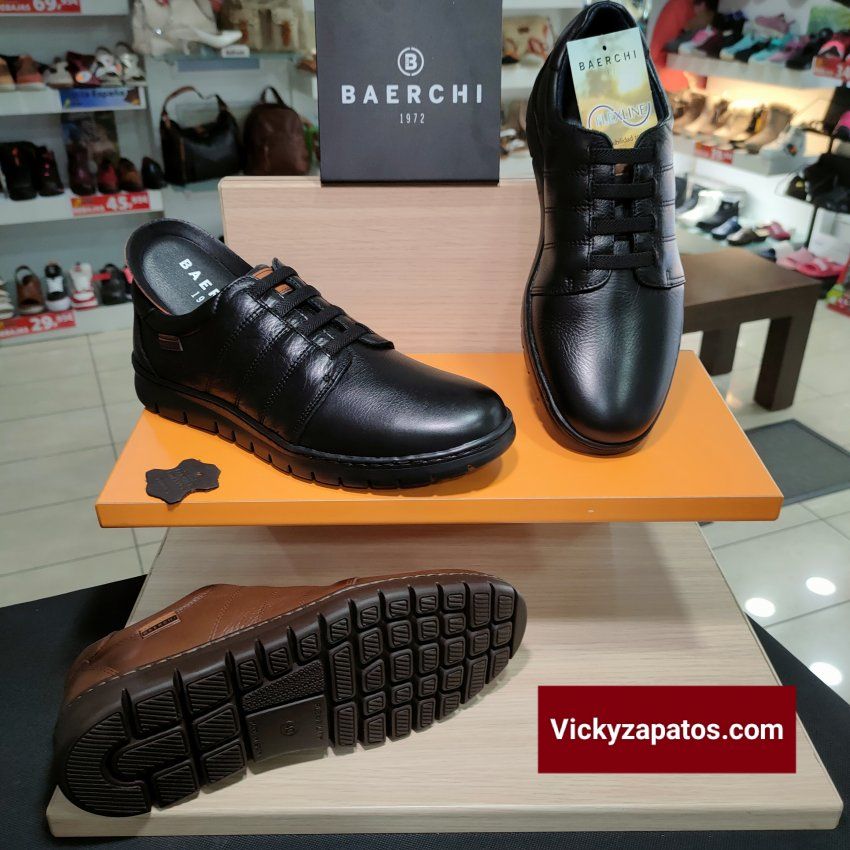 Zapato Casual con Cordón Elástico en Piel BAERCHI 5312 SORIA Otoño Invierno 23 Hecho en España Madrid