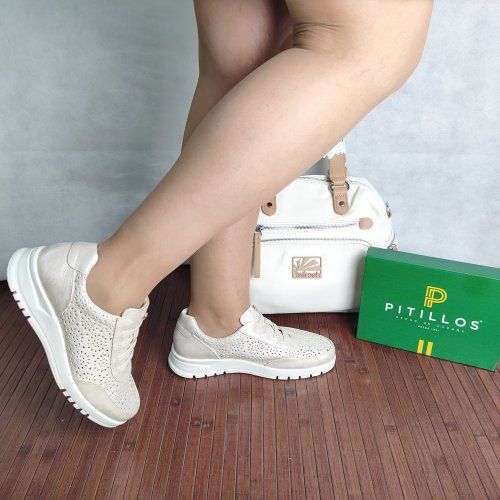 Deportivo Casual Mujer PITILLOS 20301 Vegano Oro Picado con Cordón Elástico – Memory Foam Ultra Light Deportivo Casual Mujer PITILLOS 20301 Vegano Oro Picado con Cordón Elástico – Memory Foam Ultra Light