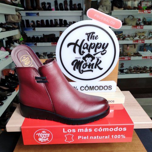 The Happy Monk Carmina 16 – Botín casual de mujer en piel burdeos con cuña baja   VICKY Zapatos The Happy Monk Carmina 16 – Botín casual de mujer en piel burdeos con cuña baja   VICKY Zapatos